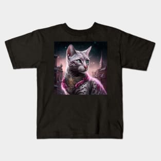 Bengal Cat Amidst Castles Kids T-Shirt